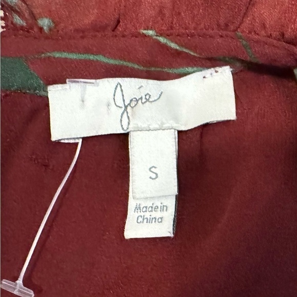 Joie | Maroon Silk Floral High Neck Blouse (S) - Picture 6 of 6